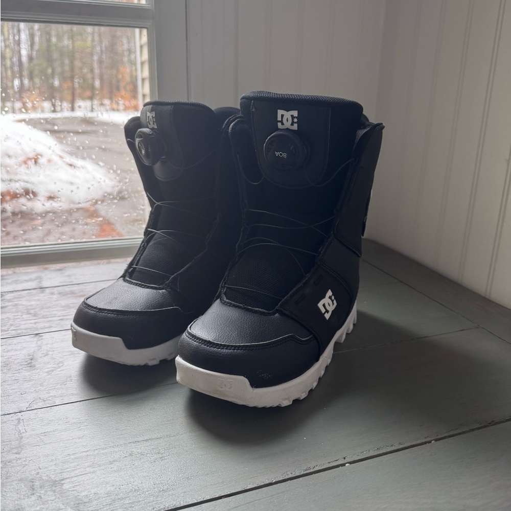 DC Youth Black Snowboard Boots with White Soles